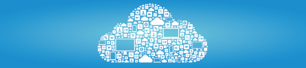 Cloud vector graphic with tech devices